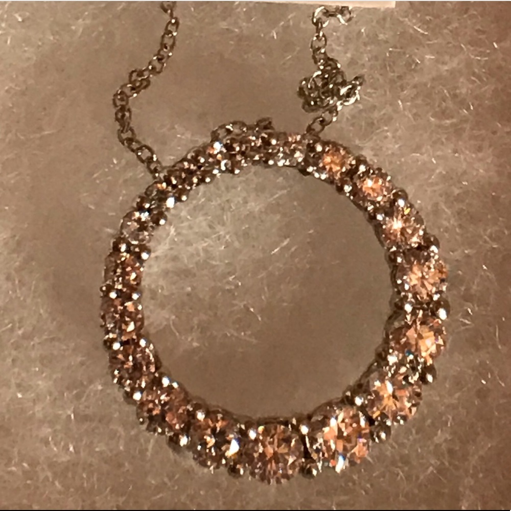 CZ circle silver pendant necklace